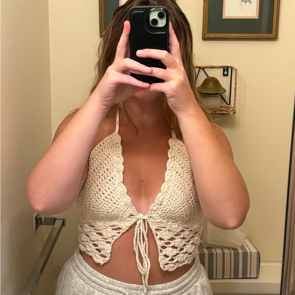 HANDMADE crochet butterfly crop top bralette